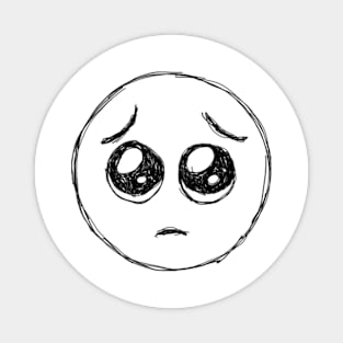 Dark and Gritty PLEADING FACE emoji with big cute eyes Magnet